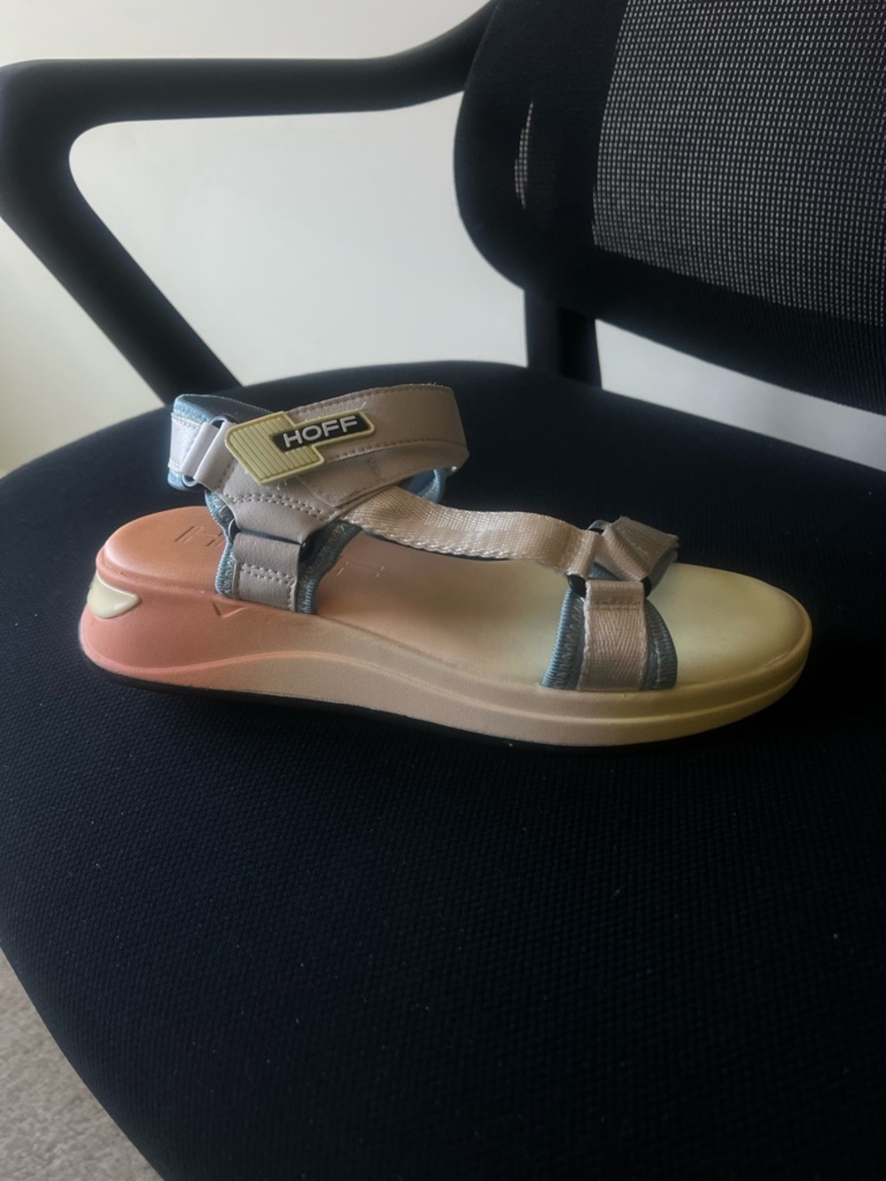 HOFF Women's Beige and Coral Platform Sandal with Adjustable Straps
